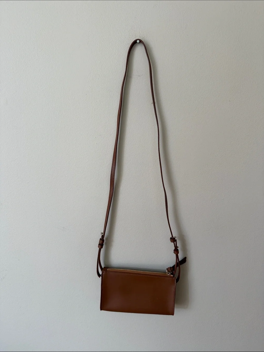 FRAME Classic Leather Les Second Dark Brown Crossbody Wallet Bag Purse
